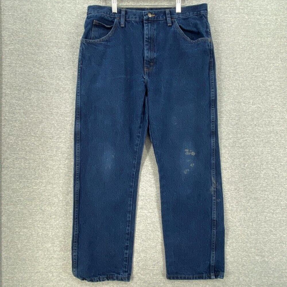 Rustler Jeans Mens 36x30 Straight Leg Blue Denim Rodeo Workwear Cotton Pockets